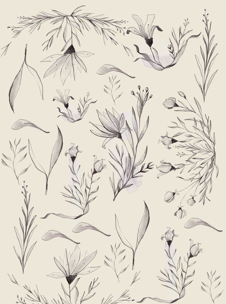 Beige flower patterned gift wrap sheet with blooming floral design
