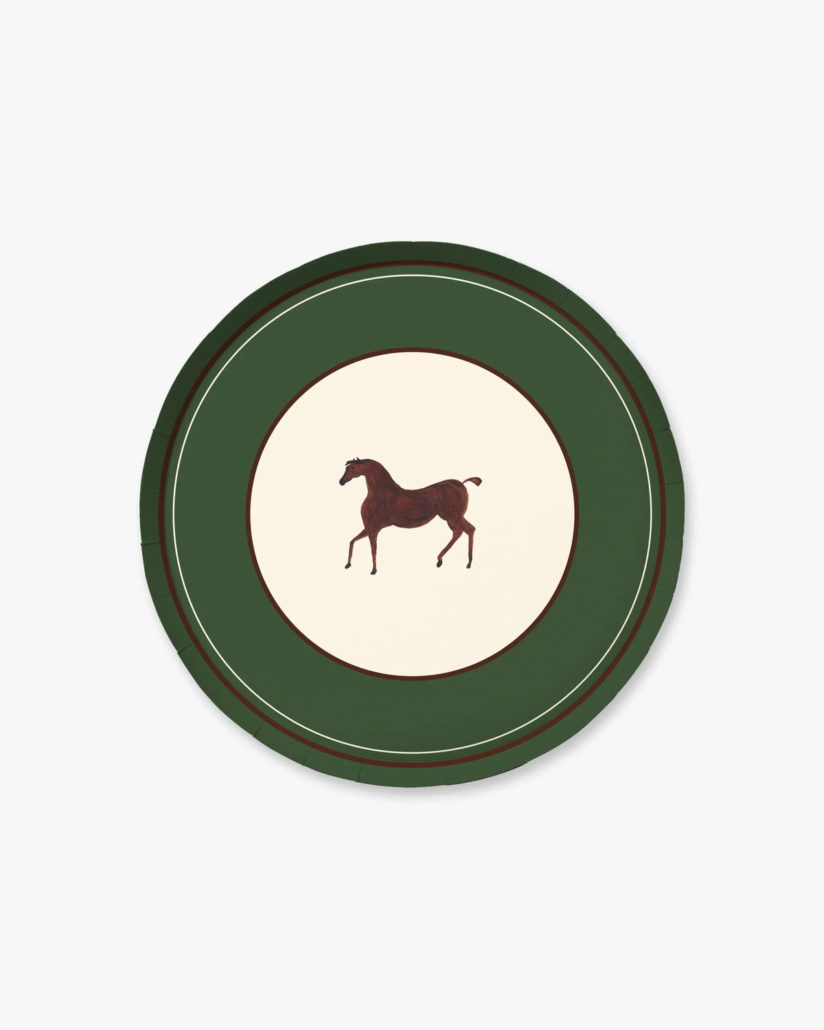 Ashford Trot appetizer plate with elegant trotting horse design on white paper