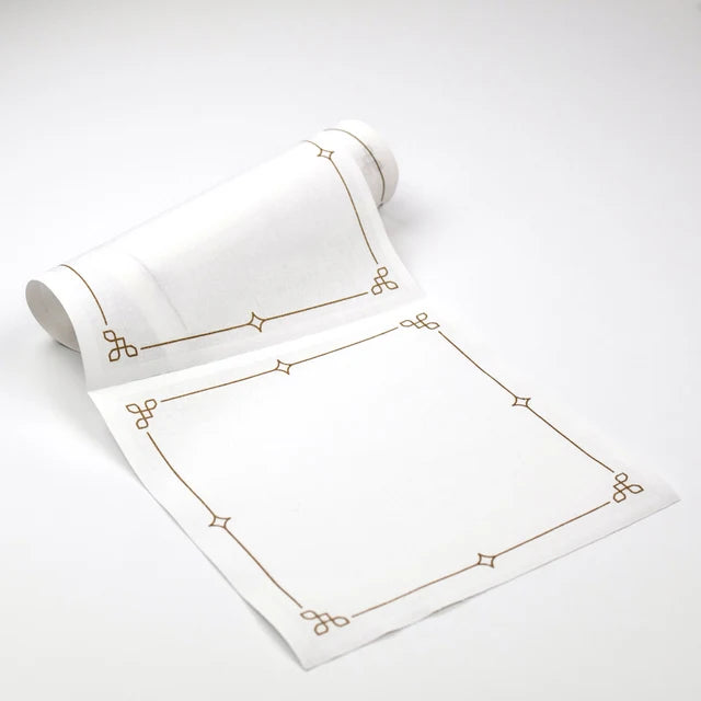 White rabbit patterned linen look fabric with soft texture and natural weave detail