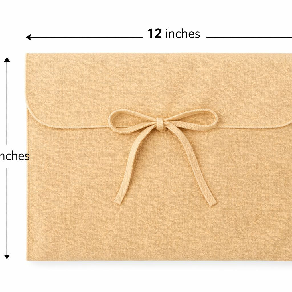 Cotton Welcome Pouch with delicate botanical design and cream-colored fabric construction