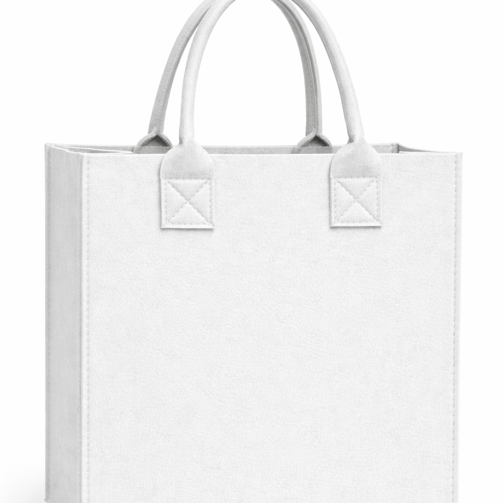 Felt bag with handles in neutral tone, crafted from soft wool felt material