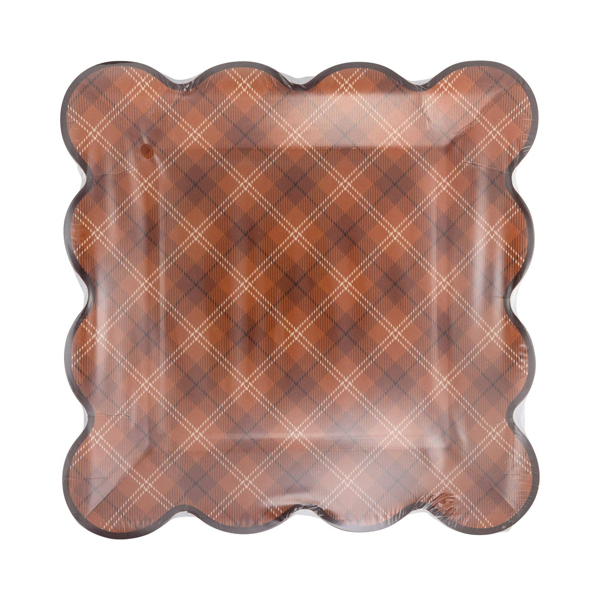 Dark plaid plate with black and white checkered pattern design