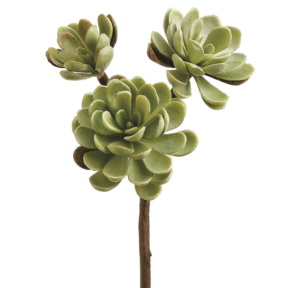 Artificial Hen-And-Chicks stem with succulent blooms, set of 3 stems