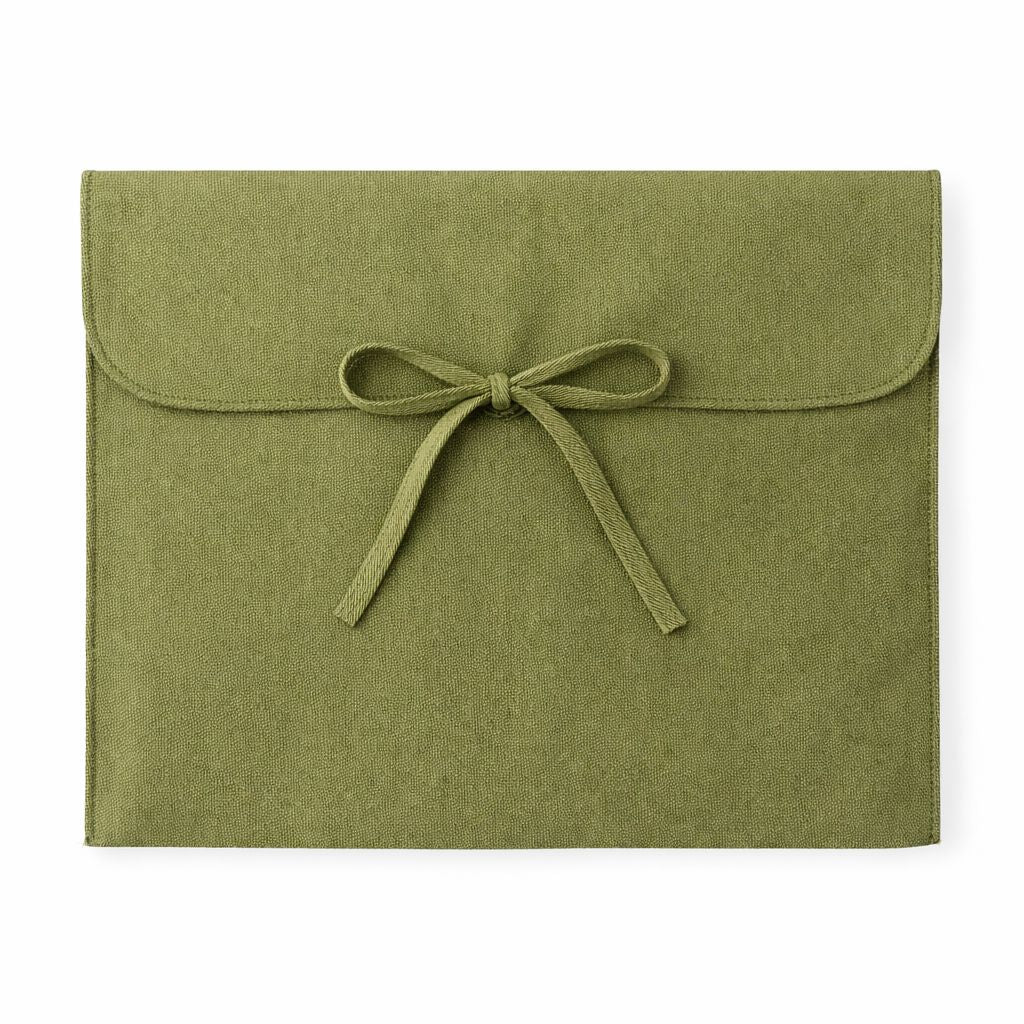 Cotton welcome pouch with decorative album design in natural beige fabric
