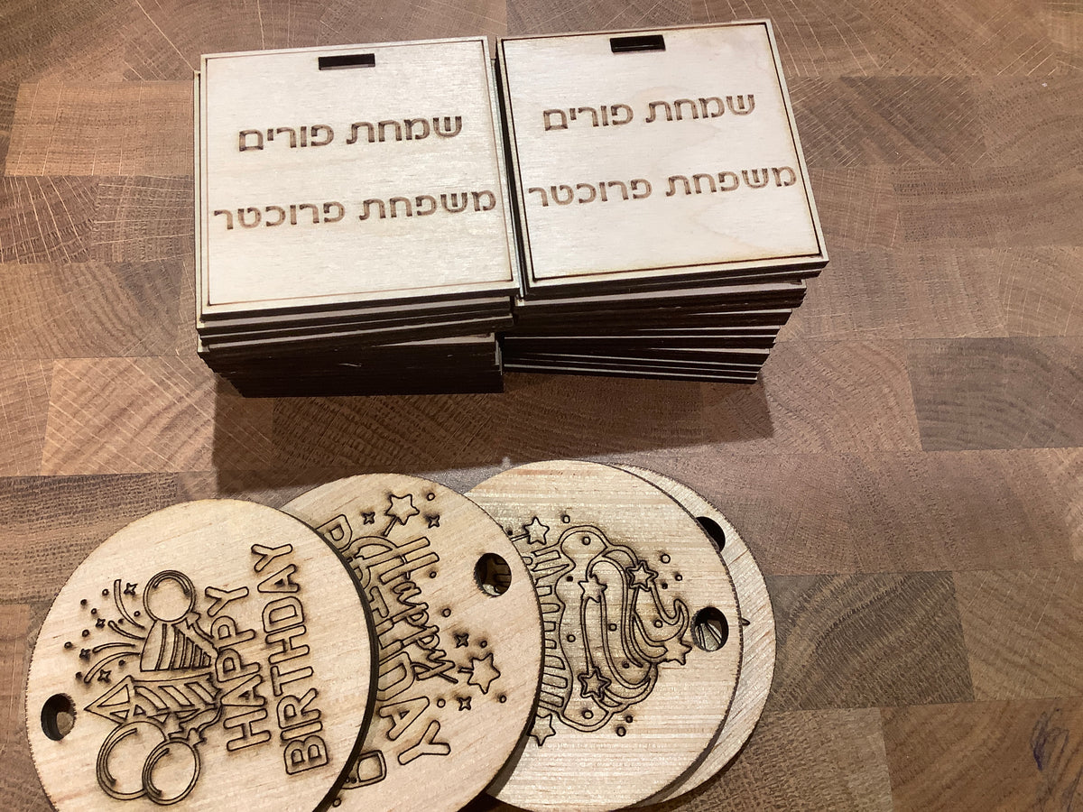 Wooden custom tags with various embellishments and decorative details for crafts and personalization