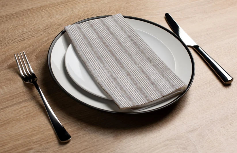 Scrapbook Stripe paper napkins in white with colorful striped pattern design