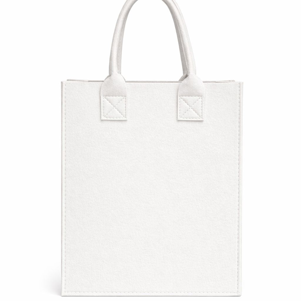 White felt bag with sturdy handles, perfect for storage and shopping