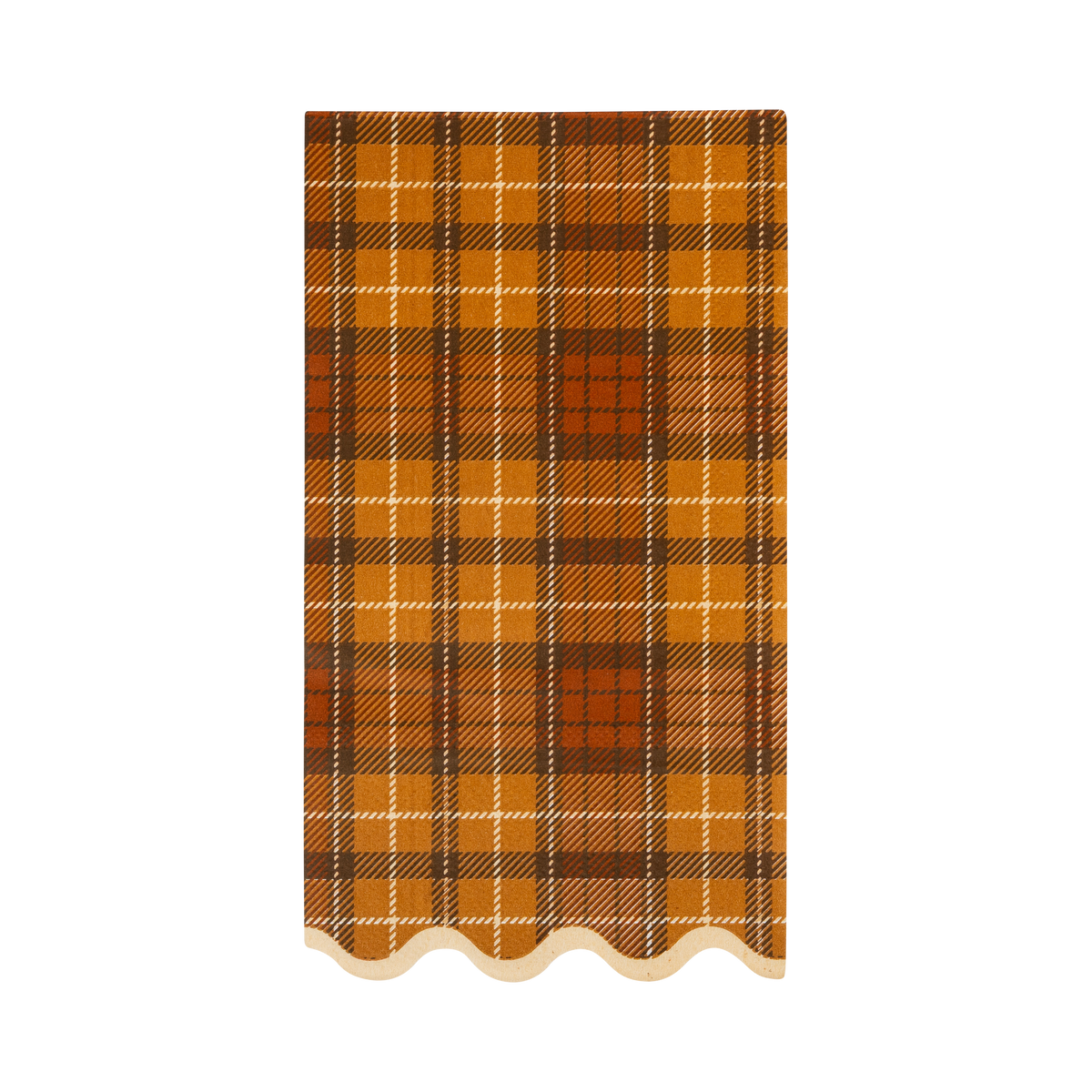 Autumn Plaid Dinner Paper Napkins in warm orange and brown plaid pattern, 24 per pack