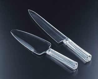Stainless steel cake knife and server pair with elegant handles displayed together