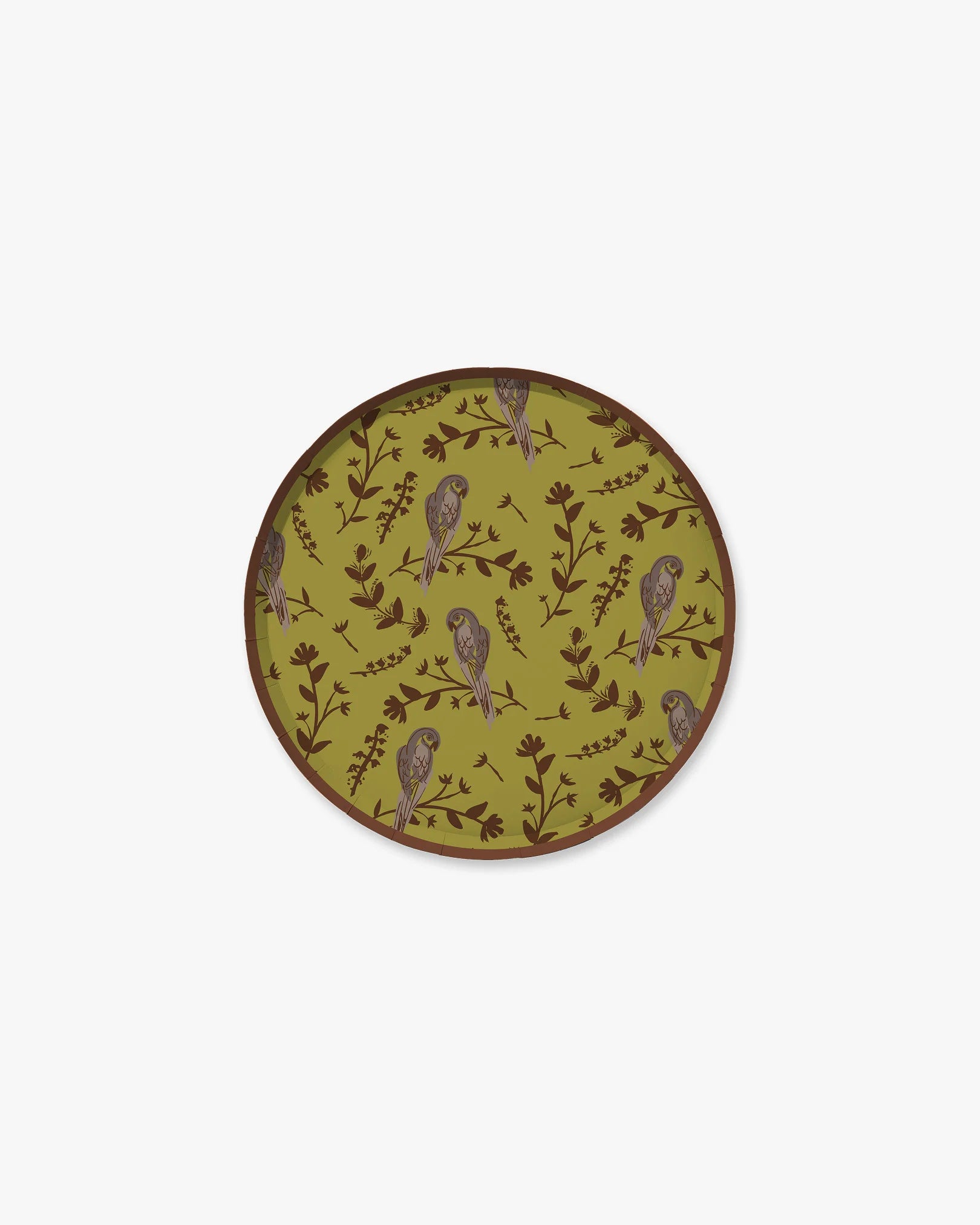 Garden Toile paper plate with blue and white botanical pattern design