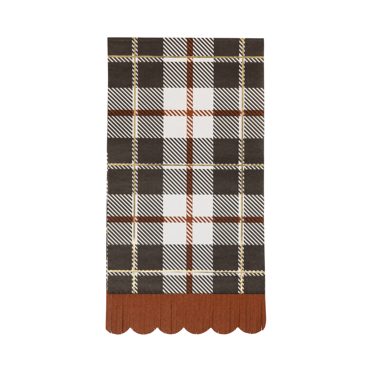 Black Fall Plaid Dinner Napkin 18 Per Pack with burgundy and tan checkered pattern