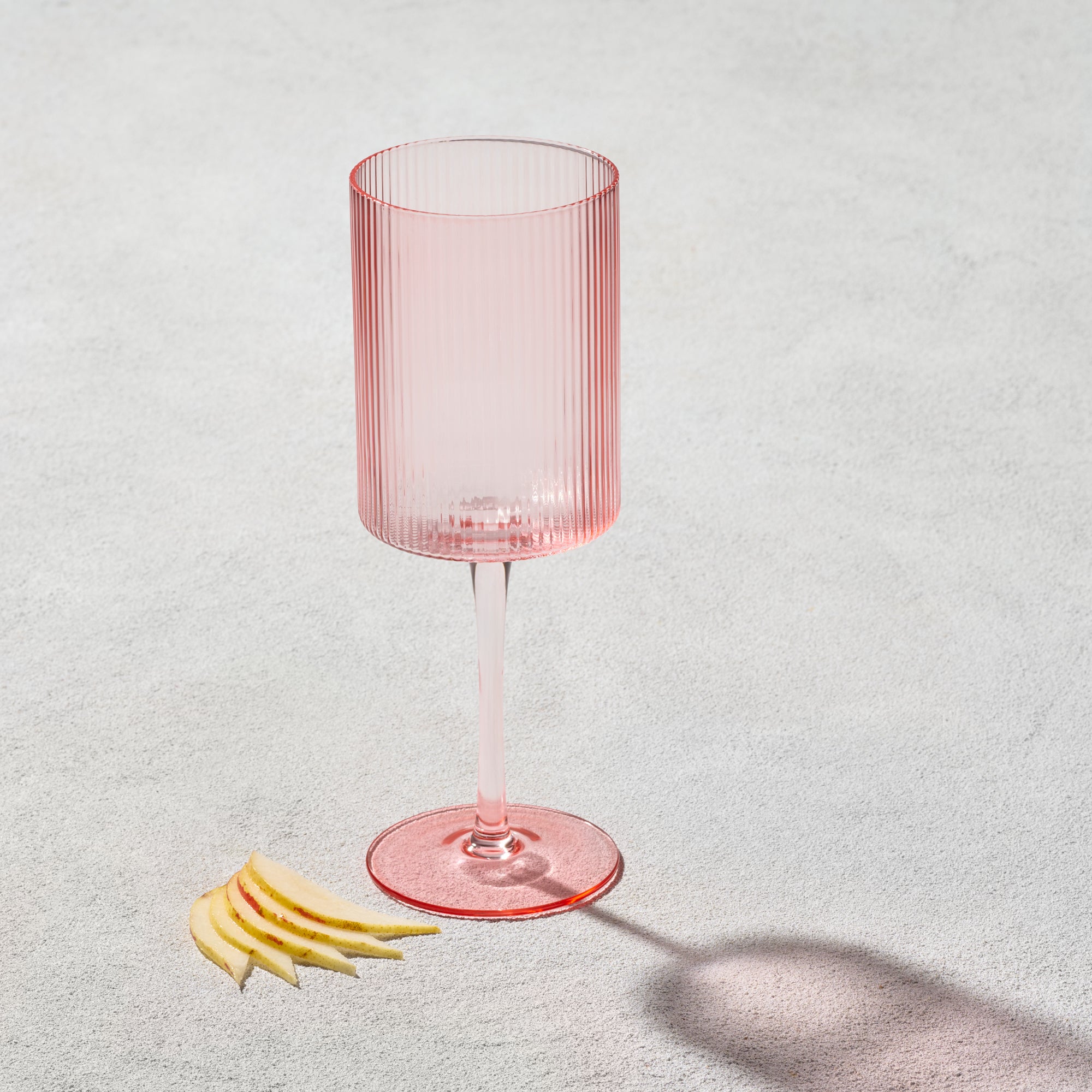 pink ribbed flat bottom wine glass le fete