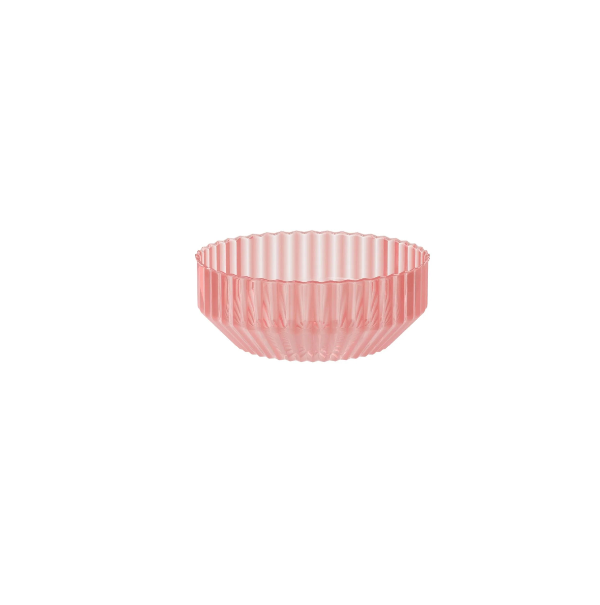 Pink ribbed bowl from le fete's crystal ribbed collection